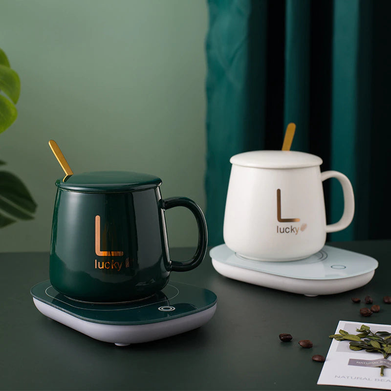 Electric Cup Warmer Set With Spoon