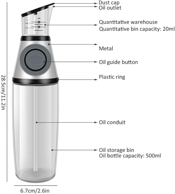 Glass Bottle Oil Vinegar Measuring Portion Pourer Dispenser