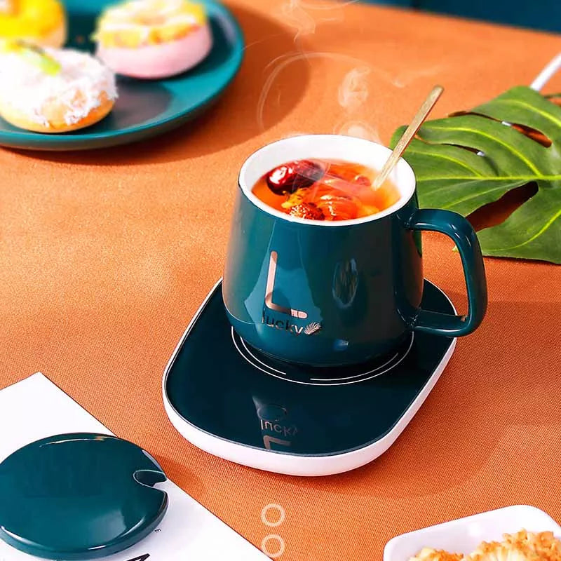 Electric Cup Warmer Set With Spoon