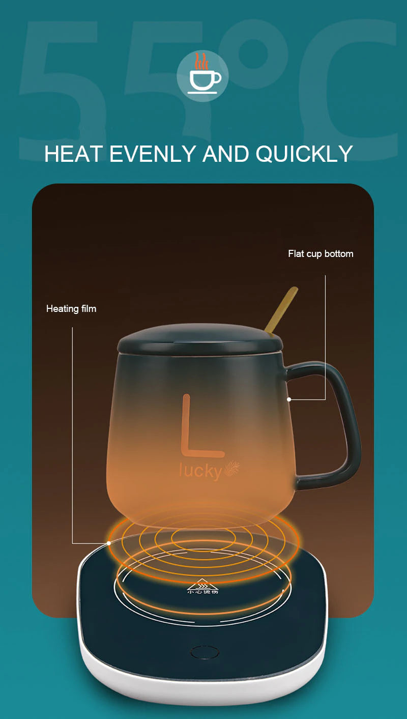Electric Cup Warmer Set With Spoon