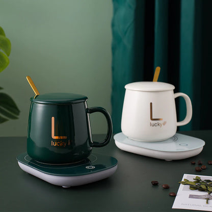Electric Cup Warmer Set With Spoon