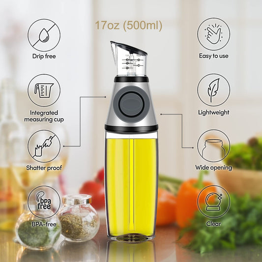 Glass Bottle Oil Vinegar Measuring Portion Pourer Dispenser