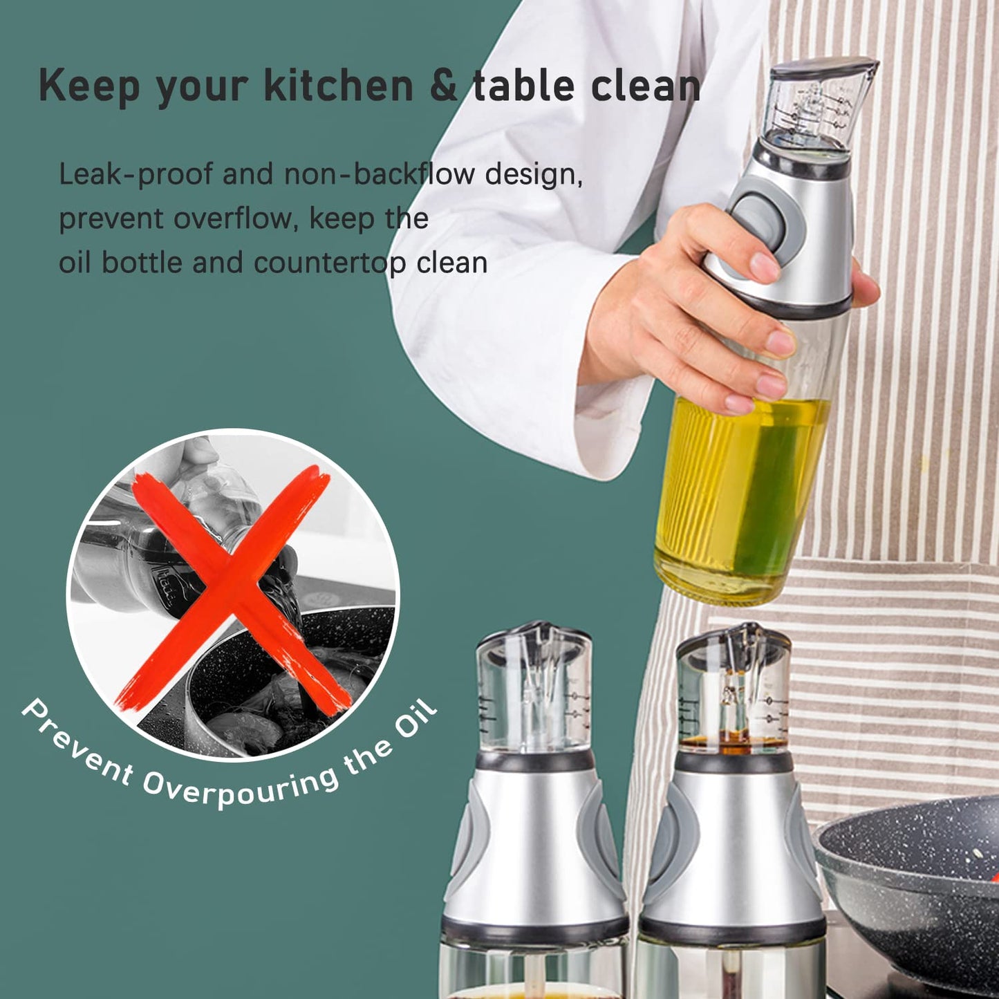 Glass Bottle Oil Vinegar Measuring Portion Pourer Dispenser